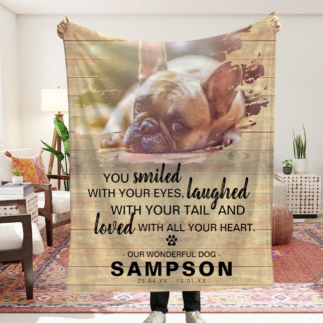 Modern Photo & Quote Pet Loss | Rustic Fleece Blanket (Creator Uploaded)