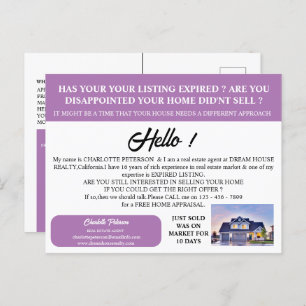 Modern Photo Real Estate Expired Listing Postcard