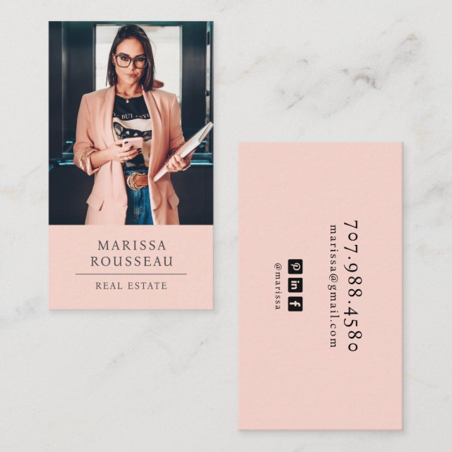 Modern Photo Realtor Blush Business Card (Front/Back)
