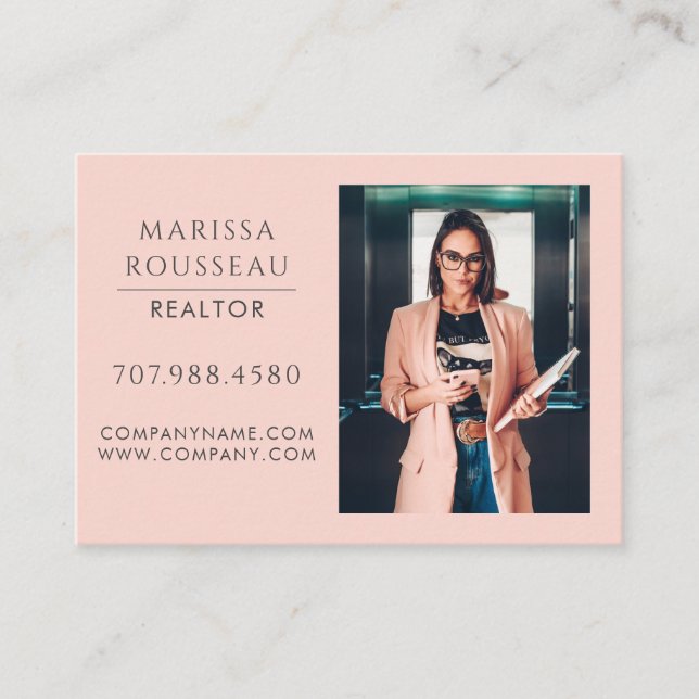 Modern Photo Realtor Blush Business Card (Front)