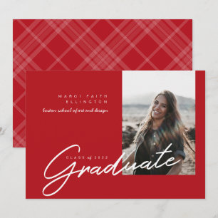 Modern Photo Red Graduate Announcement