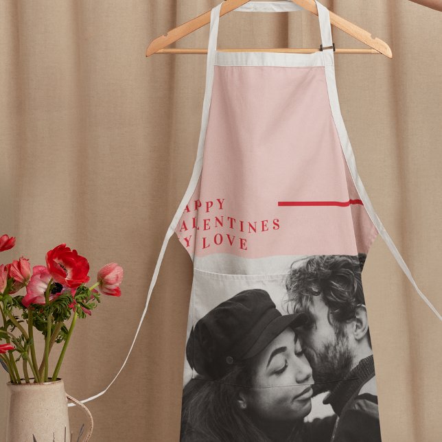 Modern Photo | Red & Pink Happy Valentines Gift Apron (Creator Uploaded)