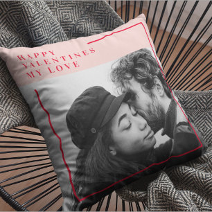 Modern Photo   Red & Pink Happy Valentines Gift Cushion