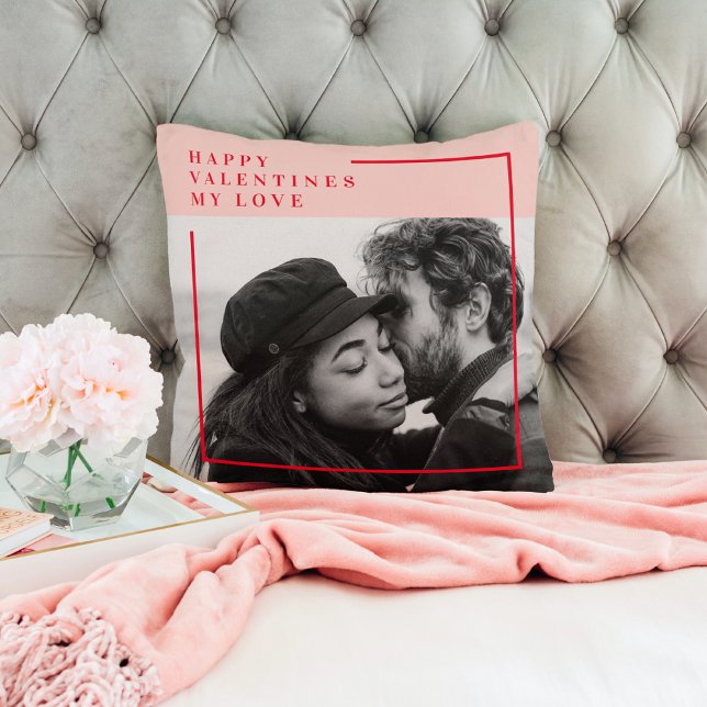 Modern Photo | Red & Pink Happy Valentines Gift Cushion (Creator Uploaded)
