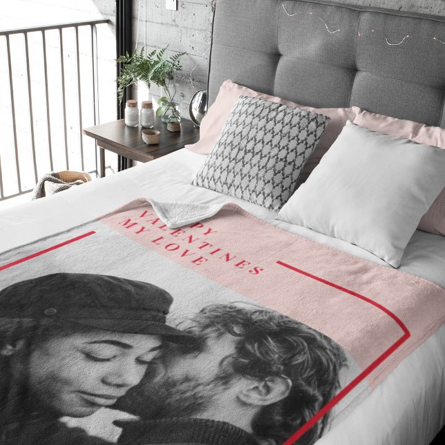 Modern Photo | Red & Pink Happy Valentines Gift Fleece Blanket (Creator Uploaded)