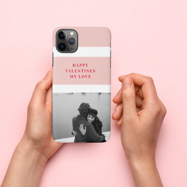 Modern Photo | Red & Pink Happy Valentines Gift iPhone Case (Creator Uploaded)