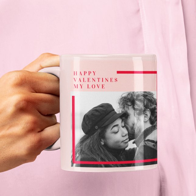 Modern Photo | Red & Pink Happy Valentines Gift Mug (Creator Uploaded)
