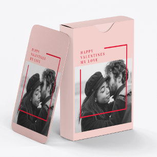 Modern Photo   Red & Pink Happy Valentines Gift Playing Cards