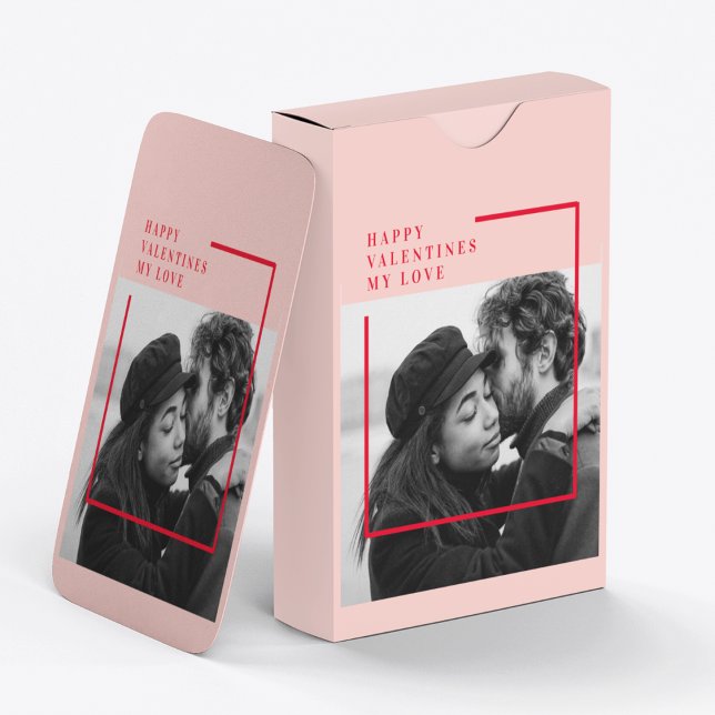 Modern Photo | Red & Pink Happy Valentines Gift Playing Cards (Creator Uploaded)
