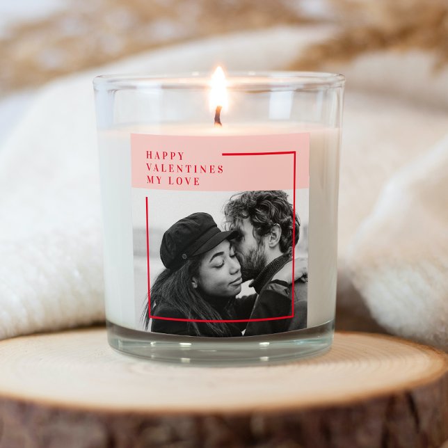 Modern Photo | Red & Pink Happy Valentines Gift Square Sticker (Creator Uploaded)