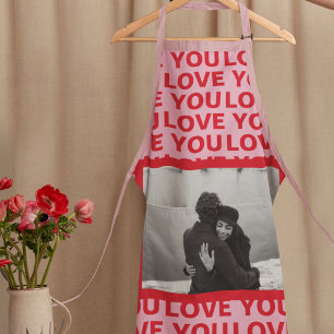 Modern Photo   Red & Pink Love You Valentines Gift Apron