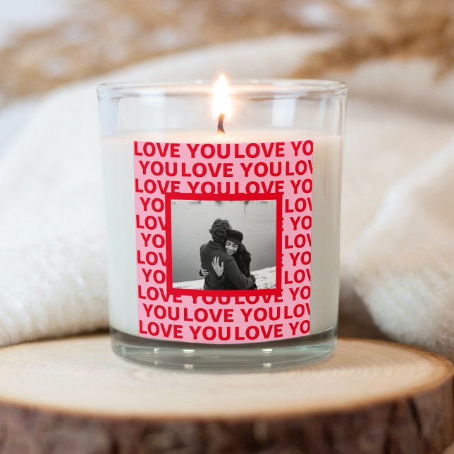 Modern Photo | Red & Pink Love You Valentines Gift Square Sticker (Creator Uploaded)