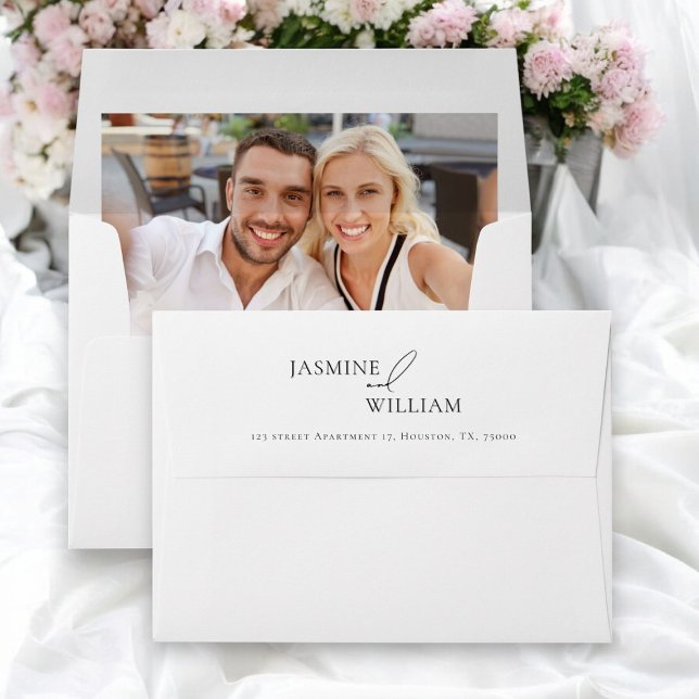 Modern Photo return address | Minimalist Wedding Envelope (fun and personal wedding return address photo wedding invitation envelope )
