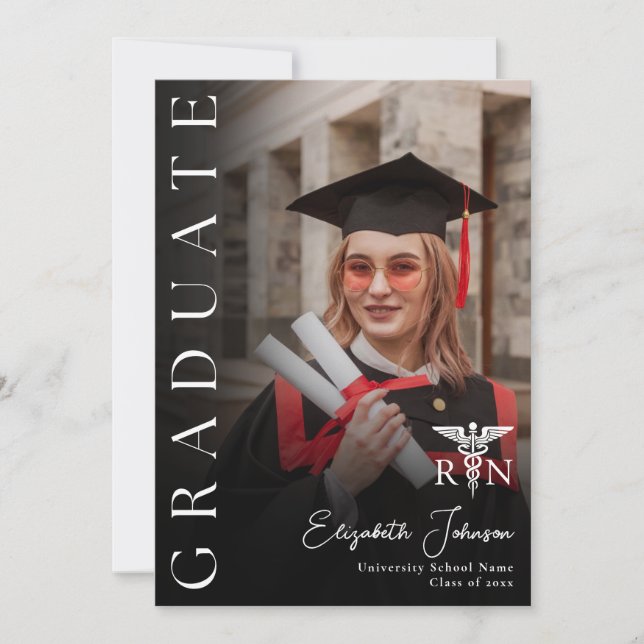 Modern Photo RN Nurse Graduation Party Invitation (Front)