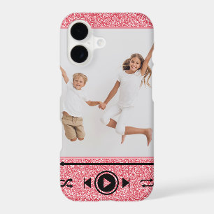 Modern Photo Rose Gold Girly Glitter Press Play