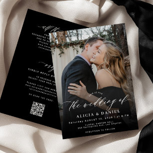 Modern photo RSVP details all in one wedding Invitation