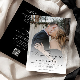 Modern photo RSVP details all in one wedding Invitation