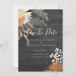 Modern Photo Save Dates PAMPAS Grass Terracotta Invitation
