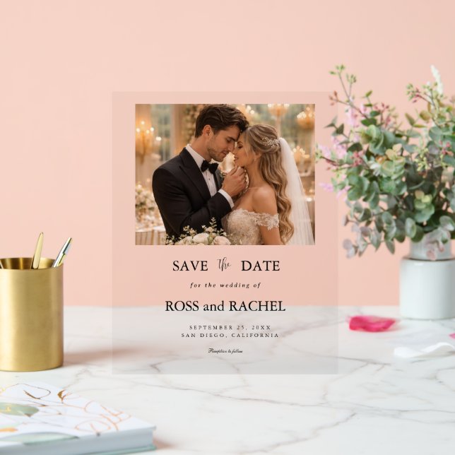 Modern Photo Save the Date  Acrylic Sign (Wedding)