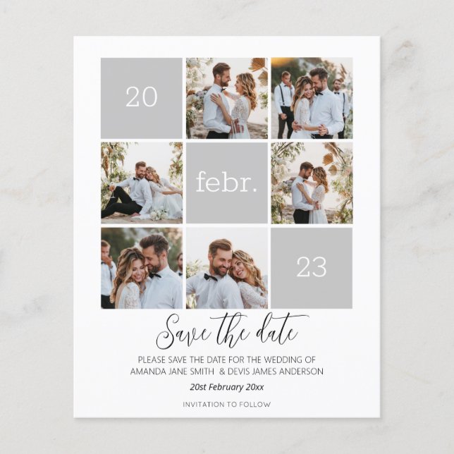 Modern Photo Save the Date Budget Wedding (Front)