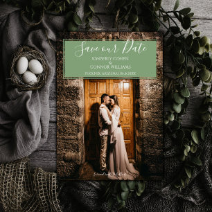 Modern Photo Save the Date   Moss Green