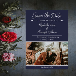 Modern Photo Save The Date   Navy Blue
