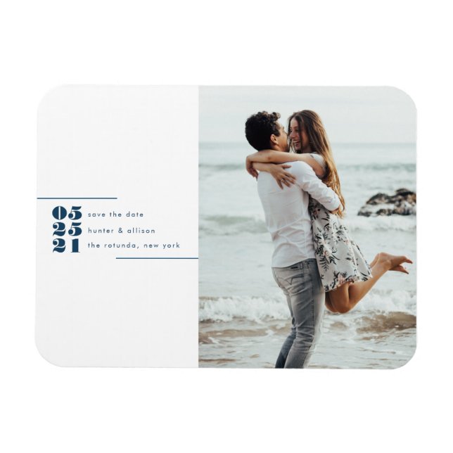 Modern Photo Save the Date Post Card Magnet (Horizontal)