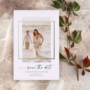 Modern Photo Save The Date Real Gold