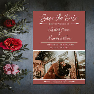 Modern Photo Save The Date Terracotta