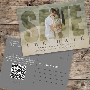 Modern Photo Save the Date Wedding Custom Announcement Postcard