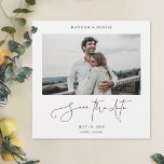 Modern Photo Save the Date Wedding Invitation Card<br><div class="desc">This simply chic photo wedding save the date card features your photo on the front with your first names above it. 'Save the Date' is in a lively modern, relaxed script. This script element of the design cannot be altered. Please note that for stylistic effect we've used all lower case...</div>