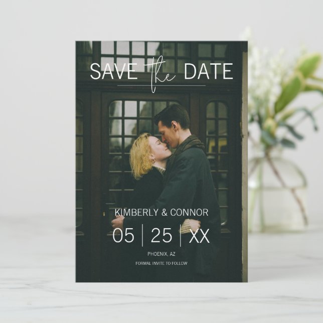 Modern Photo Save the Date | White (Standing Front)