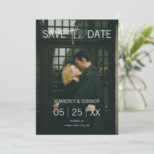 Modern Photo Save the Date White