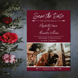 Modern Photo Save The Date Wine Red