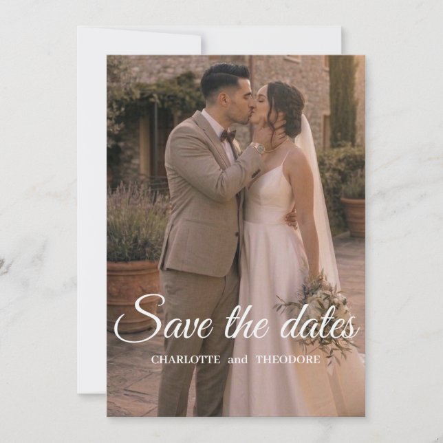 Modern Photo Save the dates | Elegant Wedding Temp Date (Front)