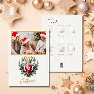 Modern Photo Script 2024 Calendar Merry Christmas Holiday Card