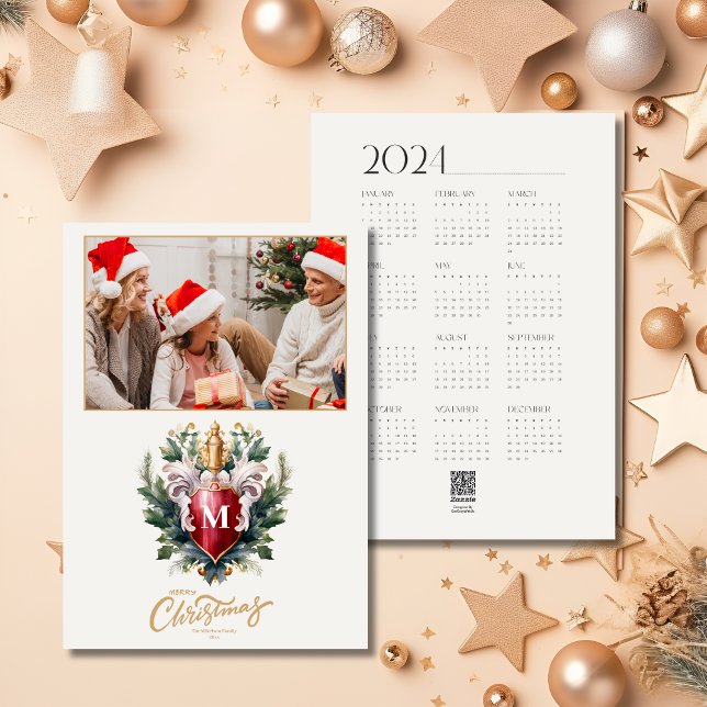 Modern Photo Script 2024 Calendar Merry Christmas Holiday Card (Creator Uploaded)