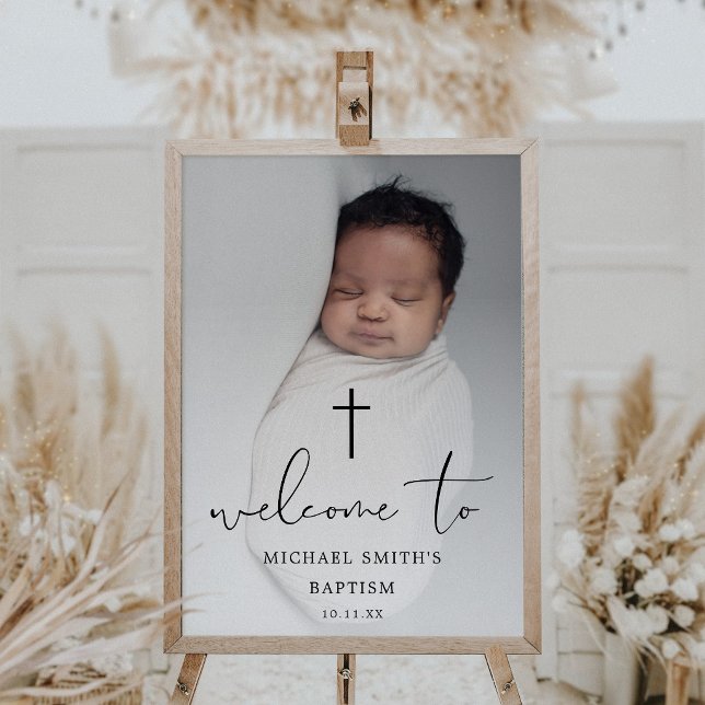 Modern Photo Script Baptism Welcome Sign (Creator Uploaded)