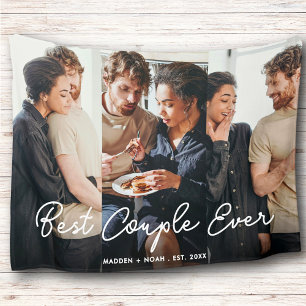 Modern Photo Script Best Couple Ever Collage Sherpa Blanket