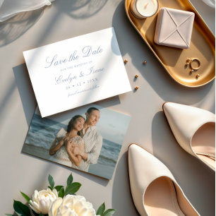 Modern Photo Script Calligraphy Wedding Save The Date