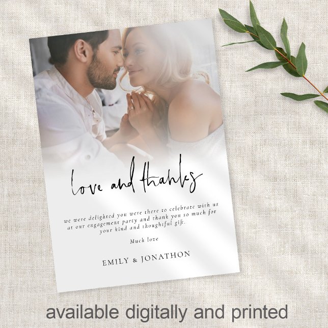 Modern Photo Script Engagement Love and Thanks Card (Creator Uploaded)