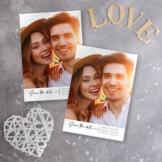 Modern Photo Script Font Wedding Save The Date (Creator Uploaded)