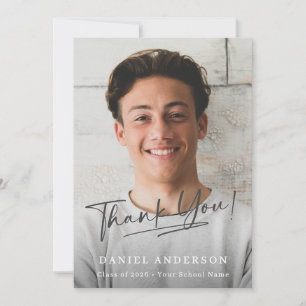 Modern Photo Script Graduation Thank You Card