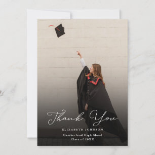 Modern Photo Script Graduation Thank You Card