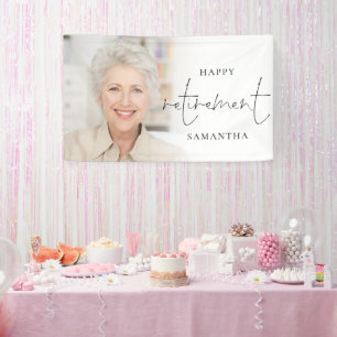 Modern Photo Script Happy Retirement Banner