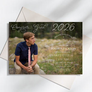 Modern Photo Script Horizontal Graduation Party Invitation