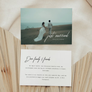 Modern Photo Script 'Just Married' Wedding Announcement