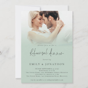Modern Photo Script Sage Wedding Rehearsal Dinner Invitation