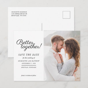 Modern Photo Script Save The Date Announcement Postcard