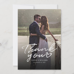 Modern Photo Script Wedding Thank You Card